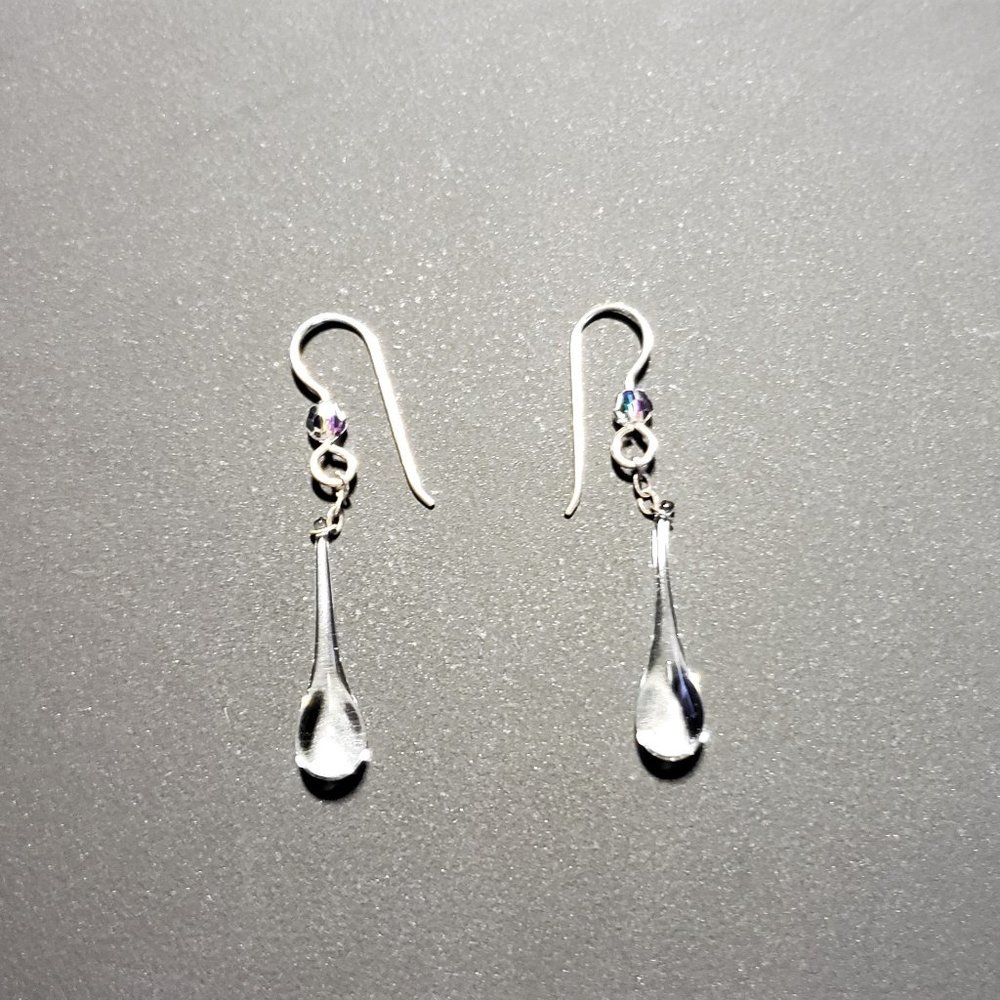 Silver Clear Crystal Drop Earrings